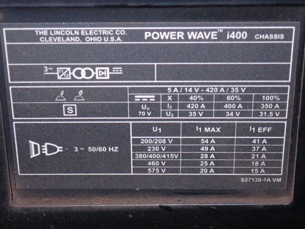 Lincoln 420 Amp Robotic Welding Power Supply - Power Wave I400