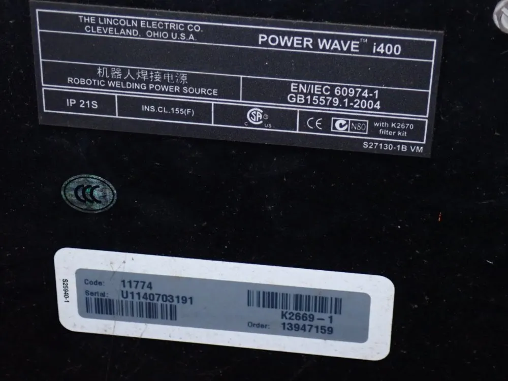 Lincoln 420 Amp Robotic Welding Power Supply - Power Wave I400