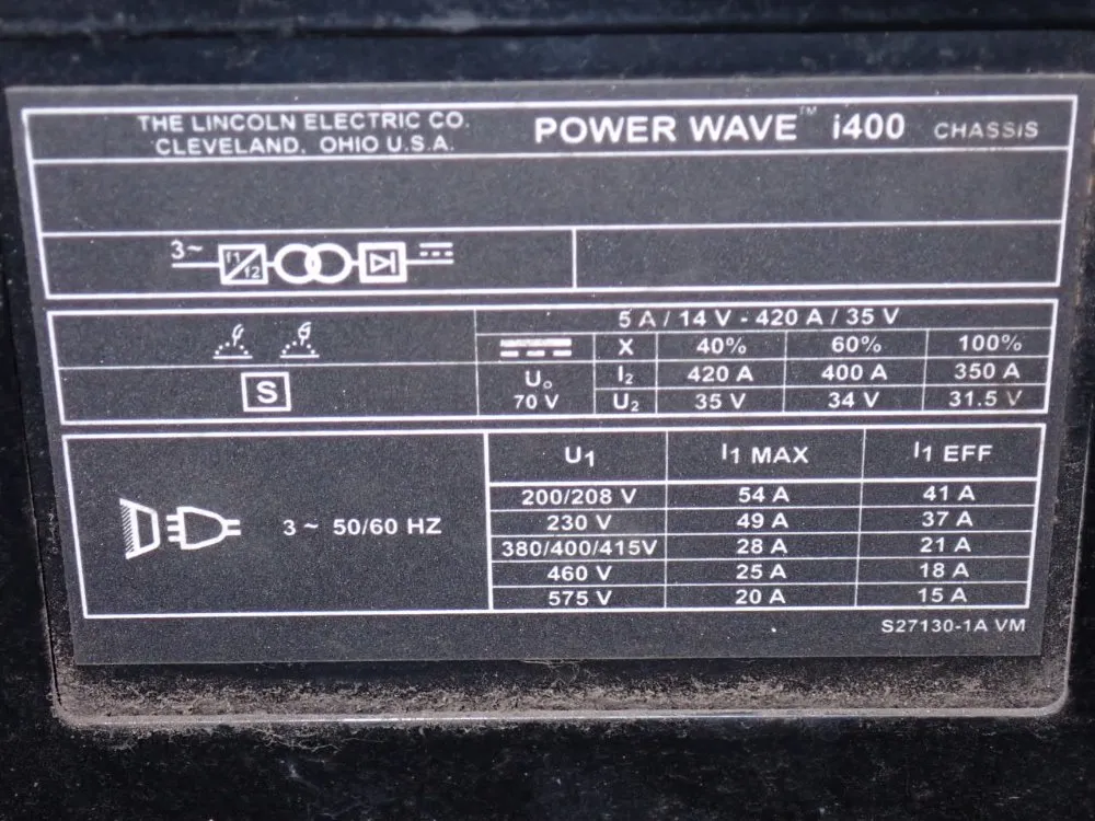 Lincoln 420 Amp Robotic Welding Power Supply - Power Wave I400