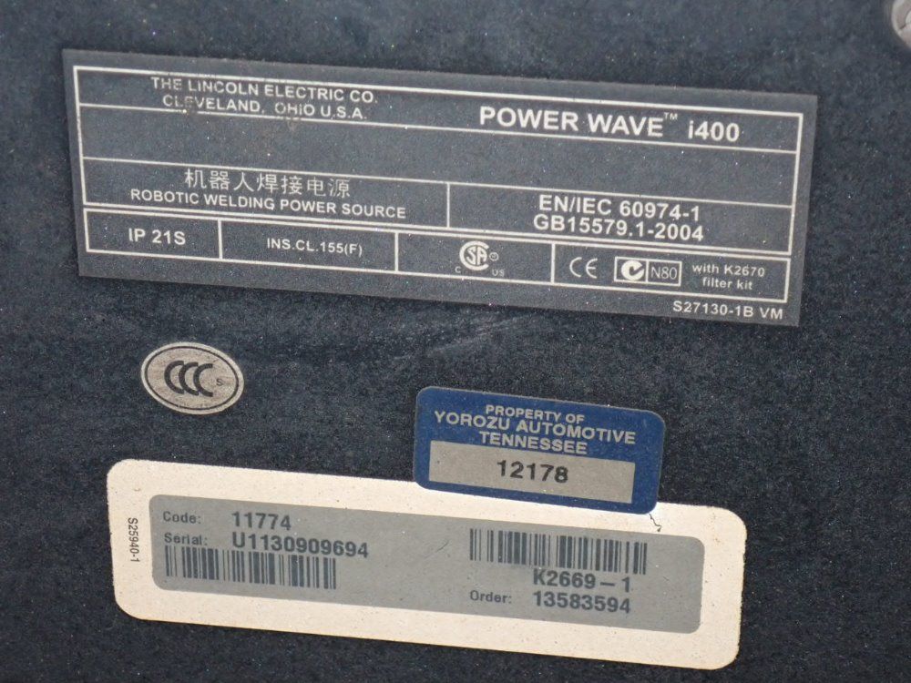Lincoln 420 Amp Robotic Welding Power Supply - Power Wave I400