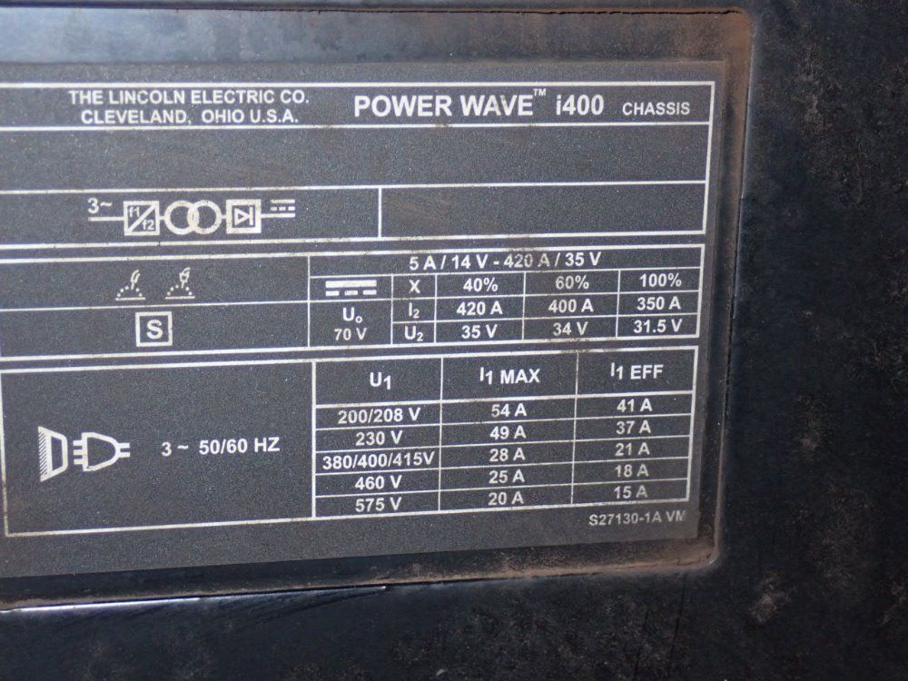 Lincoln 420 Amp Robotic Welding Power Supply - Power Wave I400