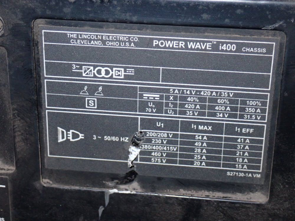Lincoln 420 Amp Robotic Welding Power Supply - Power Wave I400