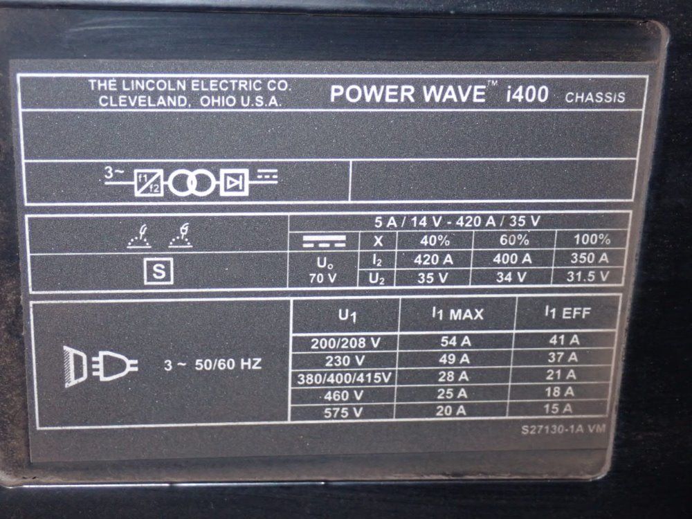 Lincoln 420 Amp Robotic Welding Power Supply - Power Wave I400