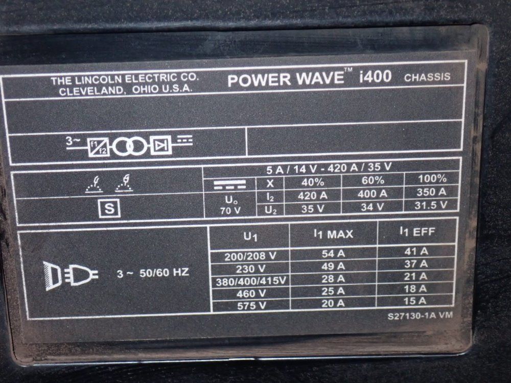 Lincoln 420 Amp Robotic Welding Power Supply - Power Wave I400