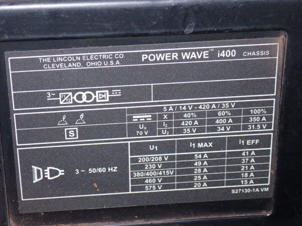 Lincoln 420 Amp Robotic Welding Power Supply - Power Wave I400