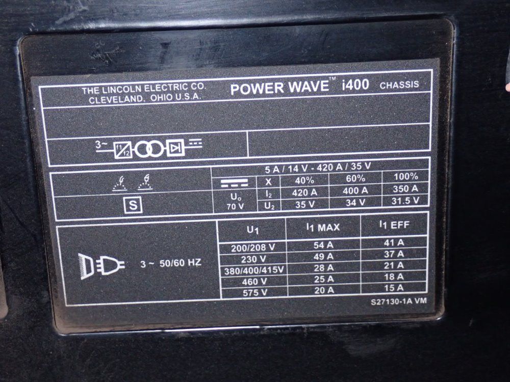 Lincoln 420 Amp Robotic Welding Power Supply - Power Wave I400