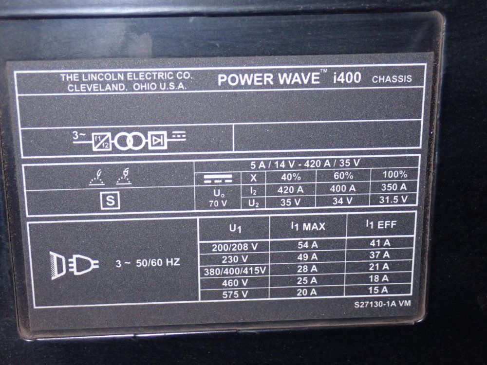 Lincoln 420 Amp Robotic Welding Power Supply - Power Wave I400