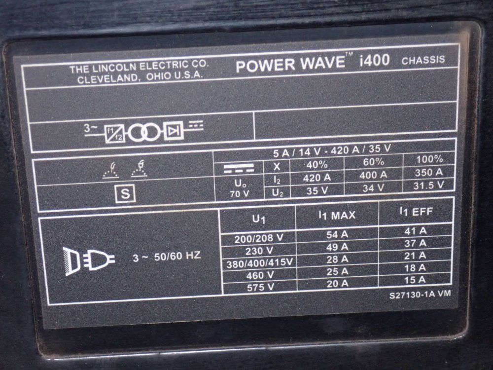 Lincoln 420 Amp Robotic Welding Power Supply - Power Wave I400