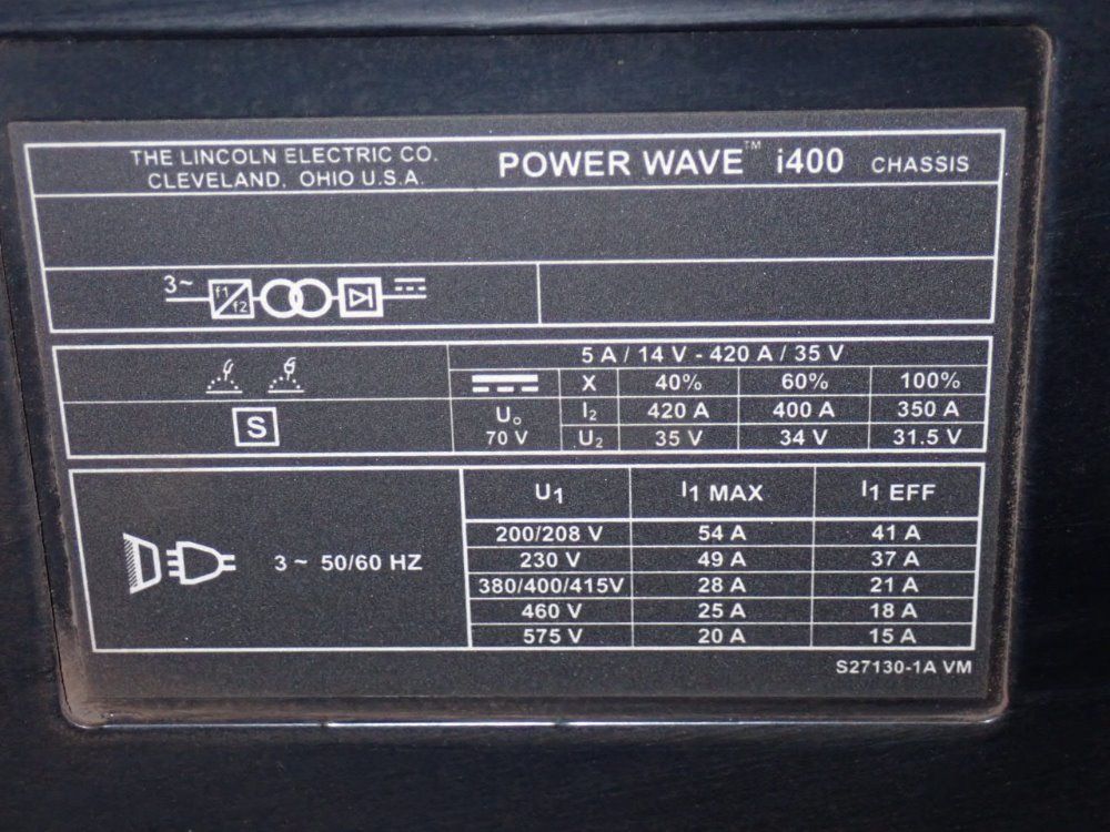 Lincoln 420 Amp Robotic Welding Power Supply - Power Wave I400