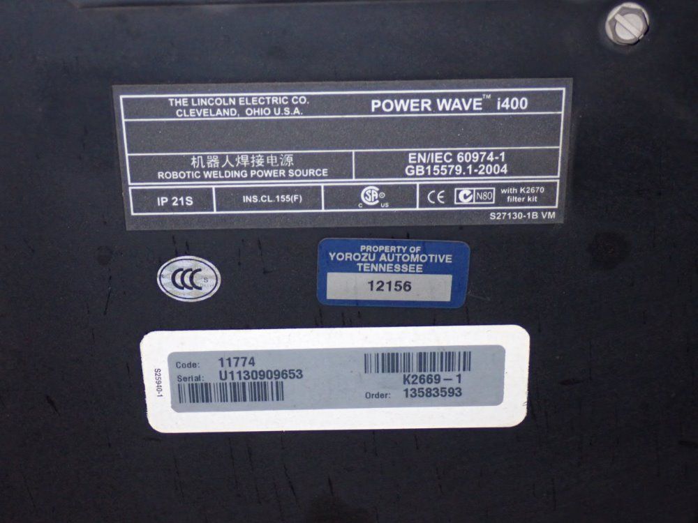 Lincoln 420 Amp Robotic Welding Power Supply - Power Wave I400