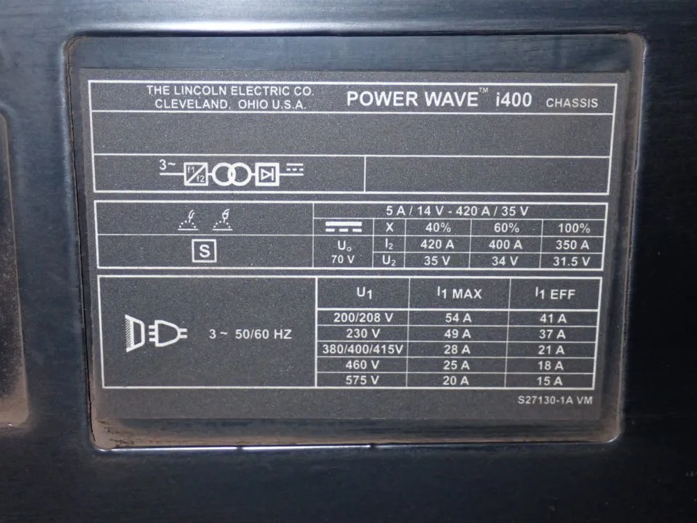 Lincoln 420 Amp Robotic Welding Power Supply - Power Wave I400