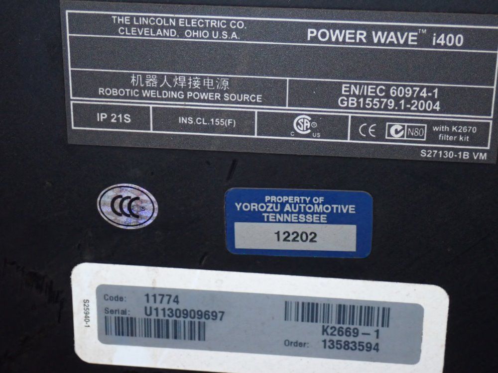 Lincoln 420 Amp Robotic Welding Power Supply - Power Wave I400