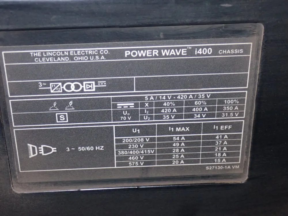 Lincoln 420 Amp Robotic Welding Power Supply - Power Wave I400
