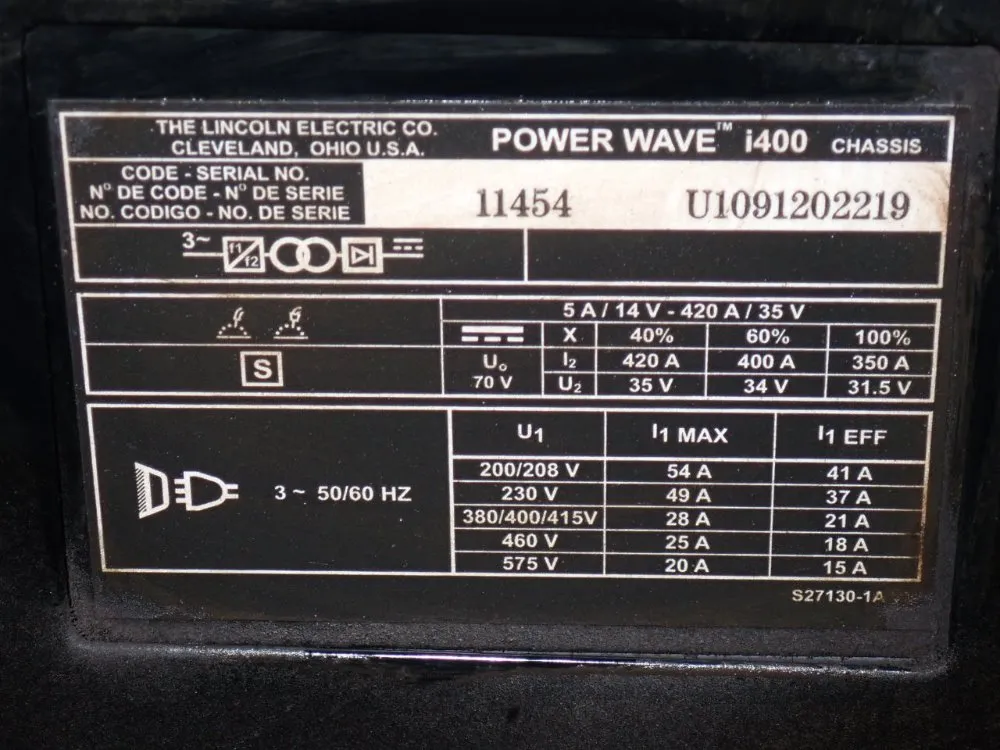 Lincoln 420 Amp Robotic Welding Power Supply - Power Wave I400