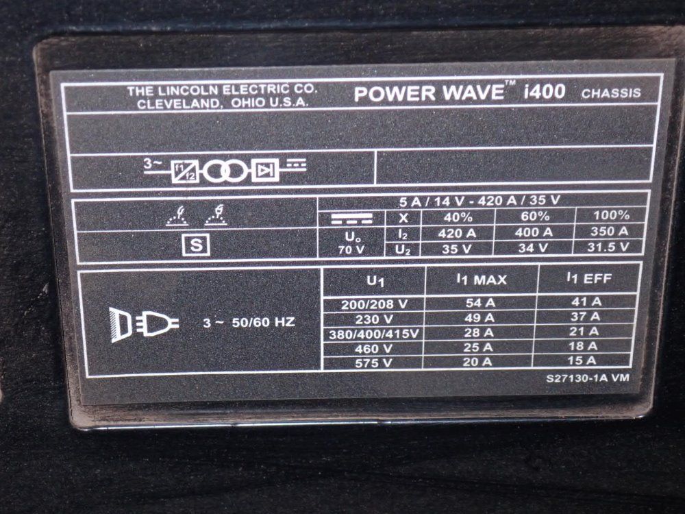 Lincoln 420 Amp Robotic Welding Power Supply - Power Wave I400