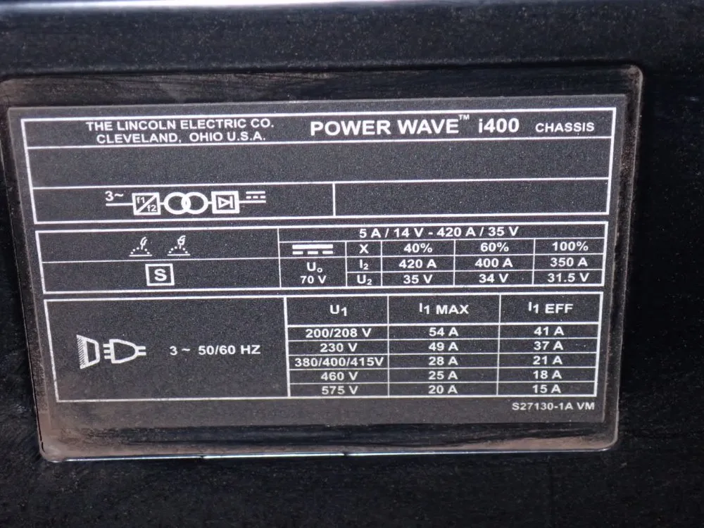 Lincoln 420 Amp Robotic Welding Power Supply - Power Wave I400