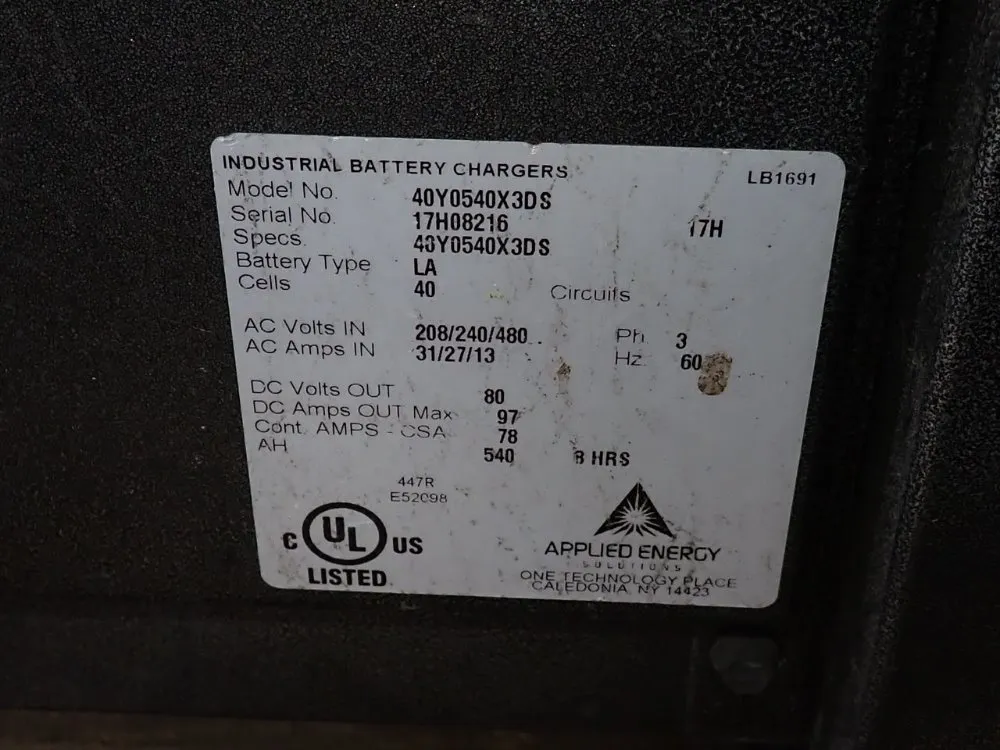 Applied Energy 540 Ah Battery Charger - 40y0540x3ds