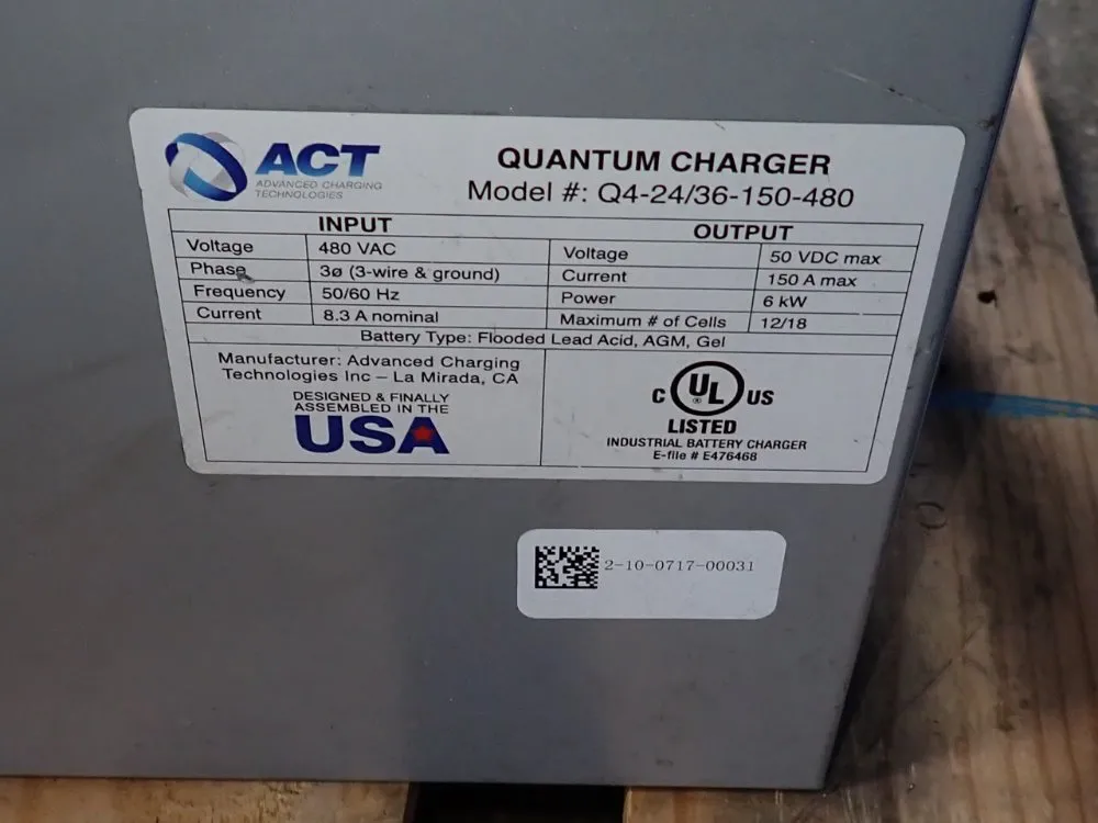 Advanced Charging Technologies 150 Amps Battery Charger - Q4-24/36-150-480