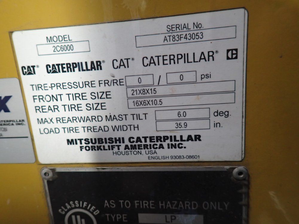 Cat 5750 Lbs Propane Forklift - 2c6000