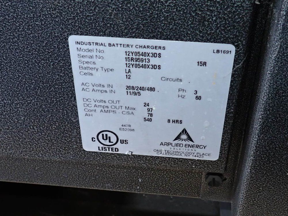 Applied Energy 540 Ah Battery Charger - 12y0540x3ds