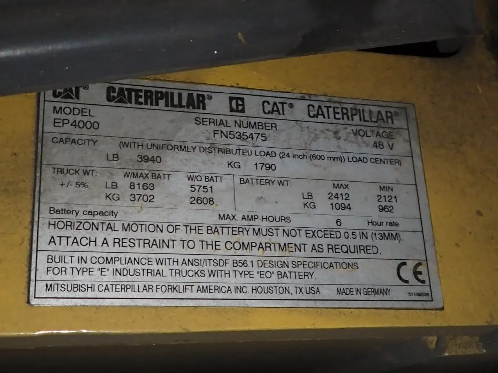 Caterpillar 3940 Lbs Electric Forklift - Ep4000