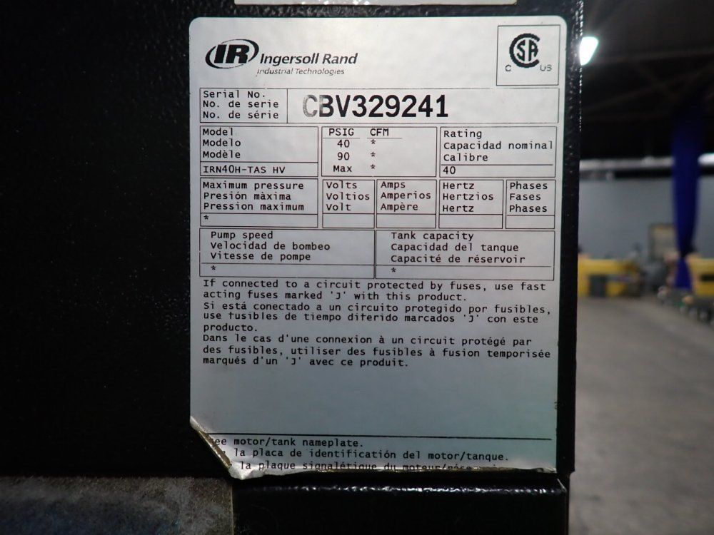 Ingersoll Rand 40 Hp Air Compressor - Irn40h-tas-hv