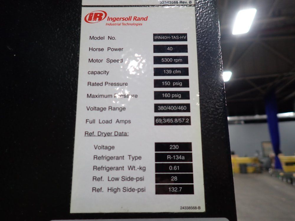 Ingersoll Rand 40 Hp Air Compressor - Irn40h-tas-hv