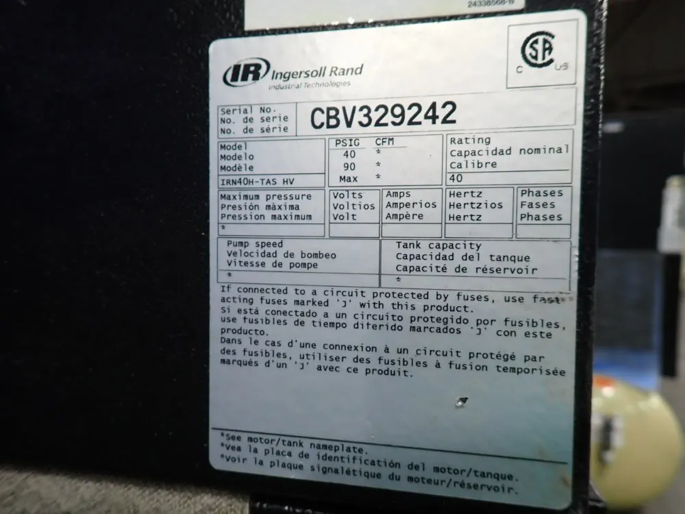Ingersoll Rand 40 Hp Air Compressor - Irn40h-tas-hv