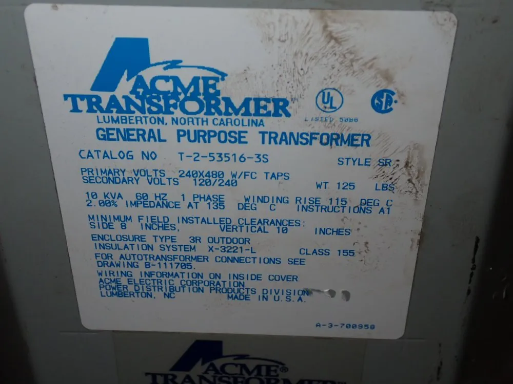 Acme 10 Kva Transformer - R-2-53516-3s