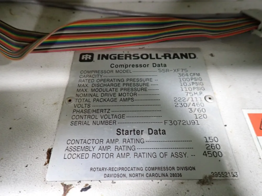 Ingersoll-rand 364 Cfm Air Compressor - Ssr-xf75