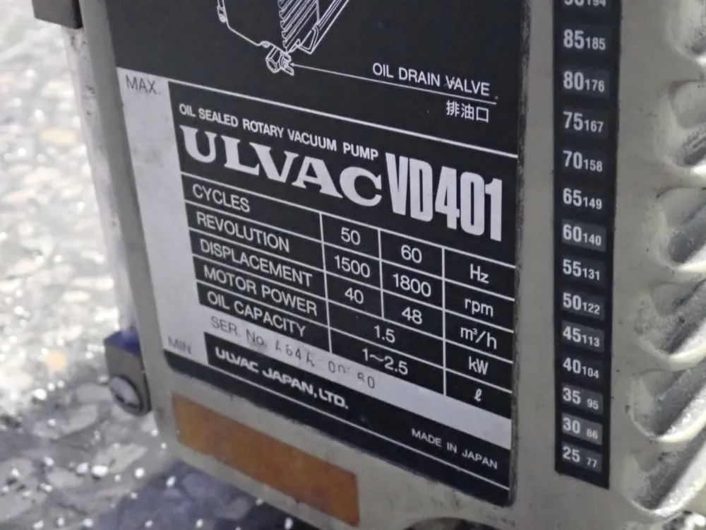 Ulvac 1.5 Kw Rotary Vacuum Pump - Ud401