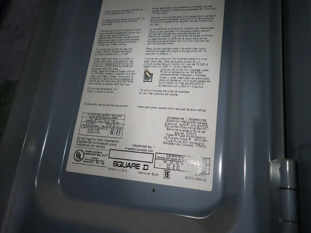 Square D 30 Amps Fusible Disconnect - H361n