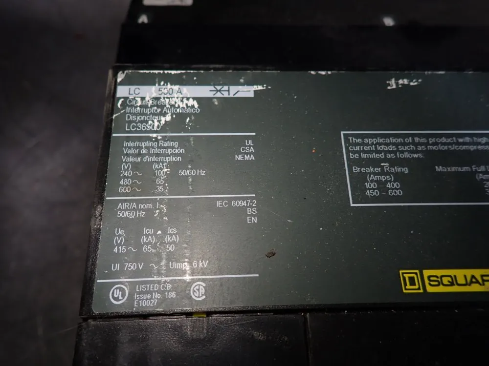 Square D Circuit Breaker - Lc36500
