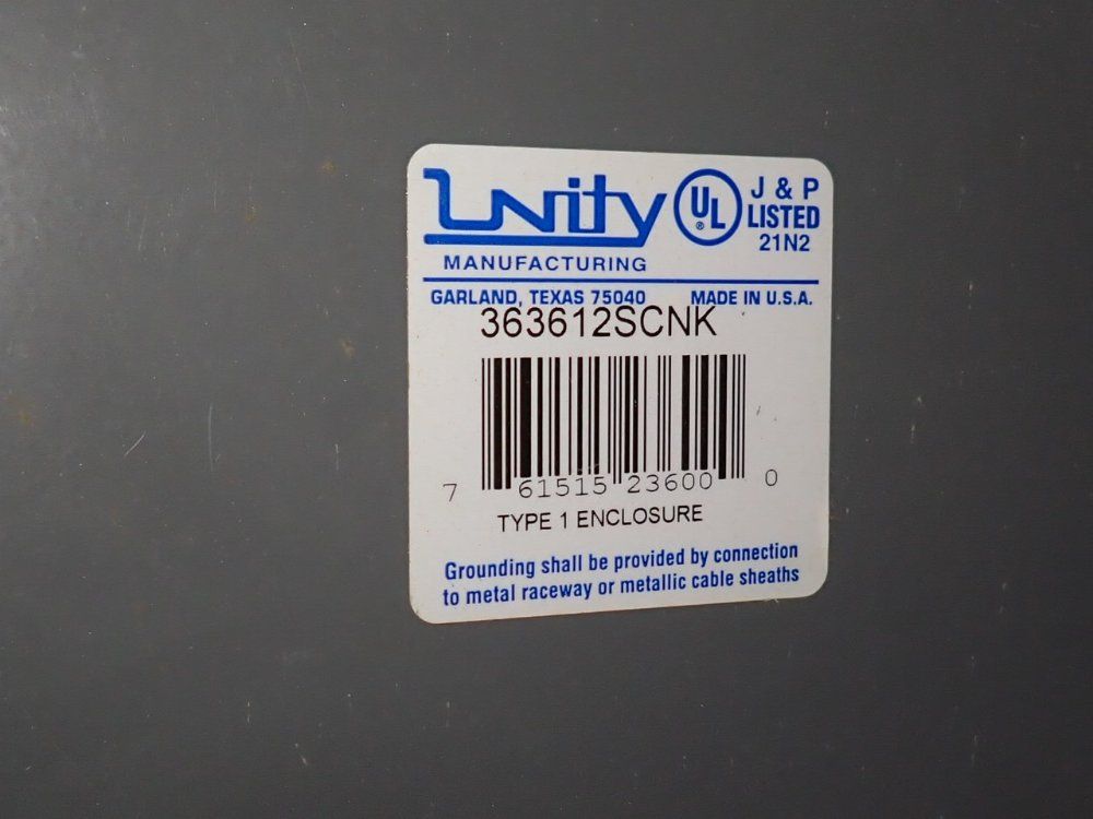 Unity Manufacturing 36"x36"x12" Junction Box - 363612scnk