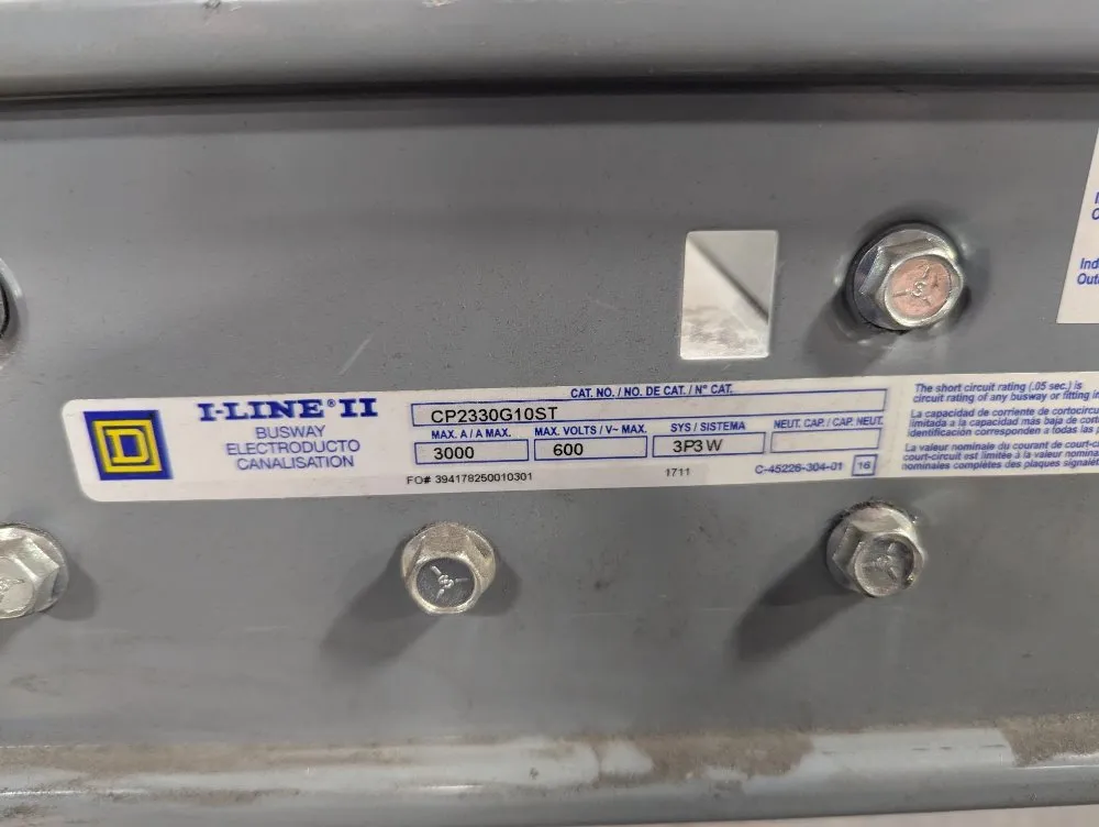Square D 3000a / 600v Busway - Cp2330g10st
