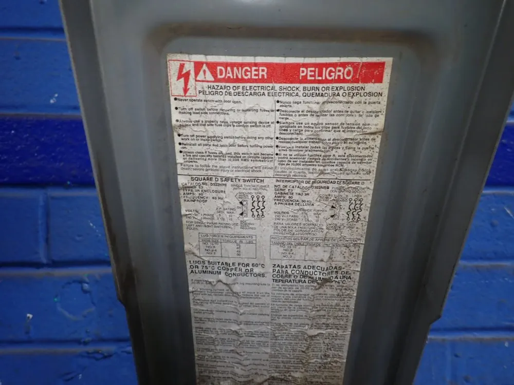 Square D 60 Amp Fusible Disconnect - D322nre