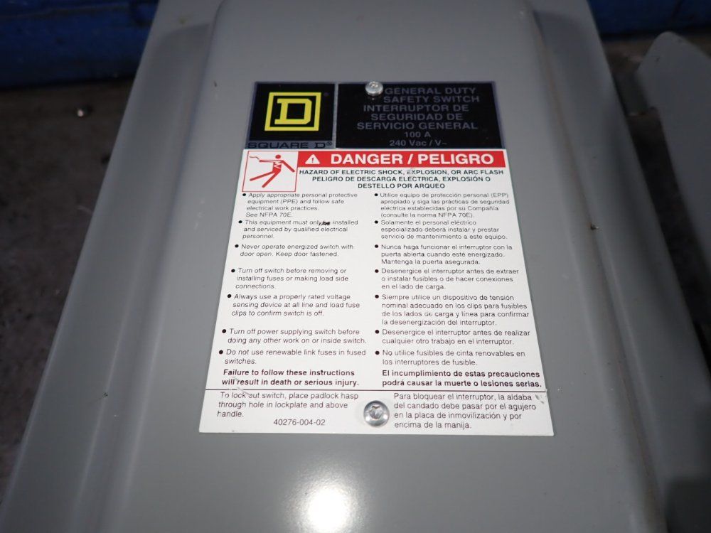Square D 100 Amps Fusible Disconnect - D323n