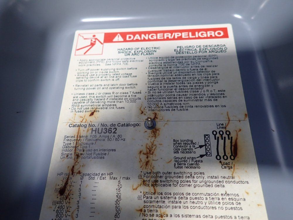 Square D 60 Amps Non Fusible Disconnect - Hu362