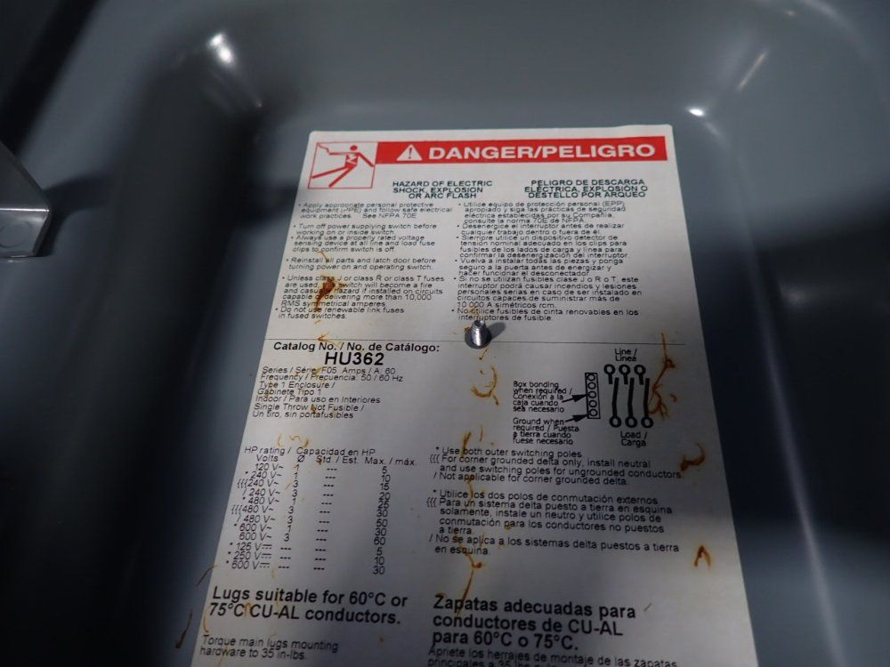 Square D 60 Amps Non Fusible Disconnect - Hu362