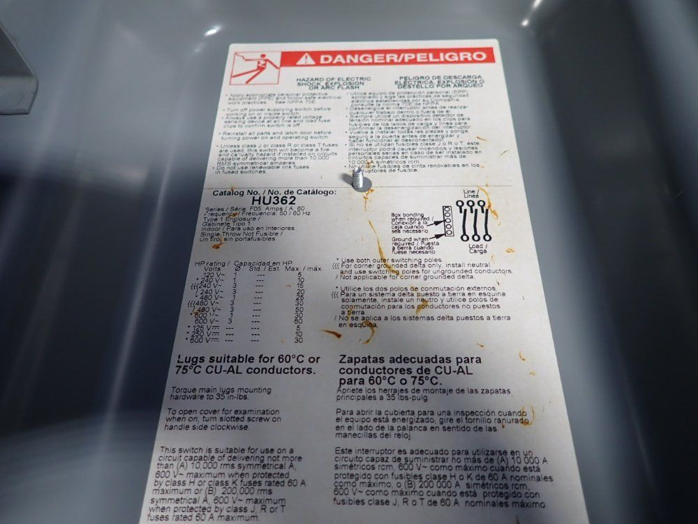 Square D 60 Amps Non Fusible Disconnect - Hu362