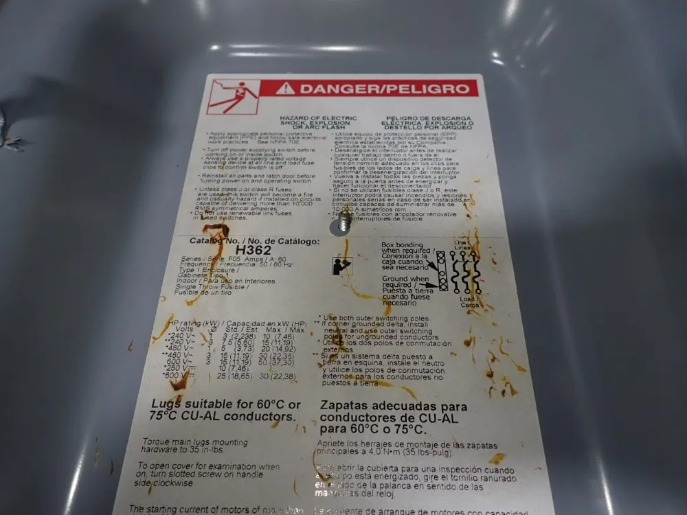 Square D 60 Amps Fusible Disconnect - H362