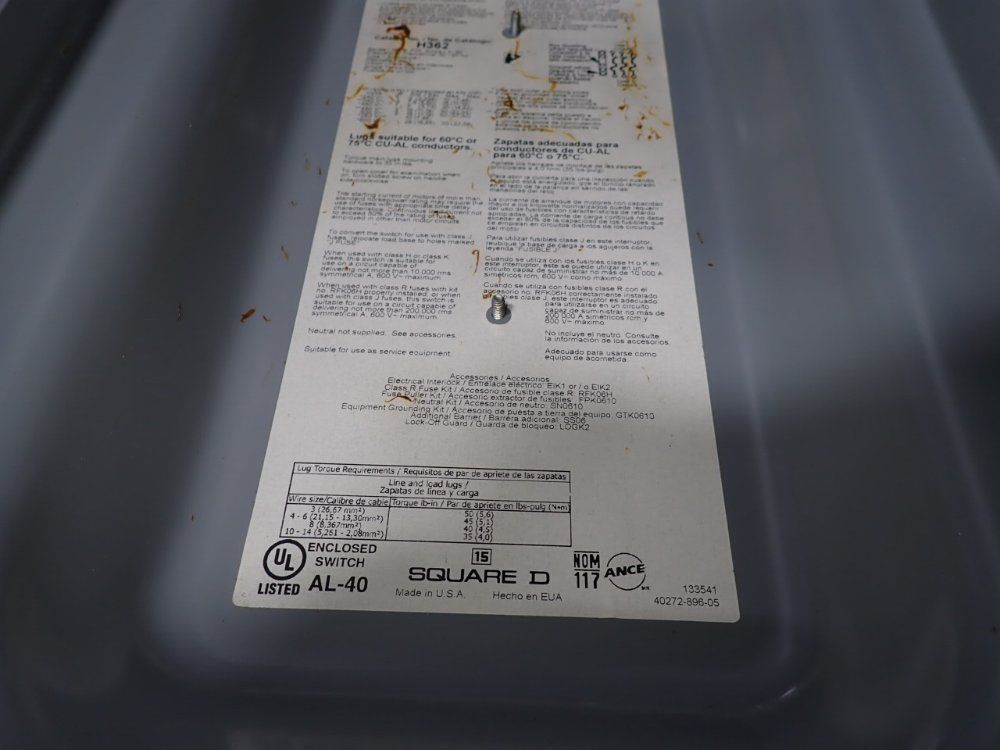 Square D 60 Amps Fusible Disconnect - H362