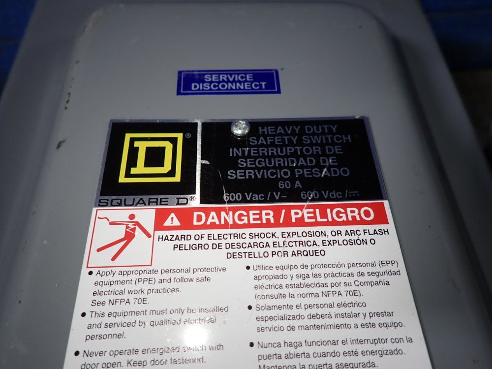 Square D 60 Amps Non Fusible Disconnect - Hu362