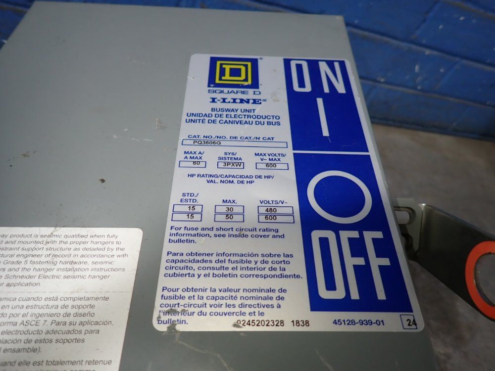 Square D 60 Amps Bus Plug - Pq3606g