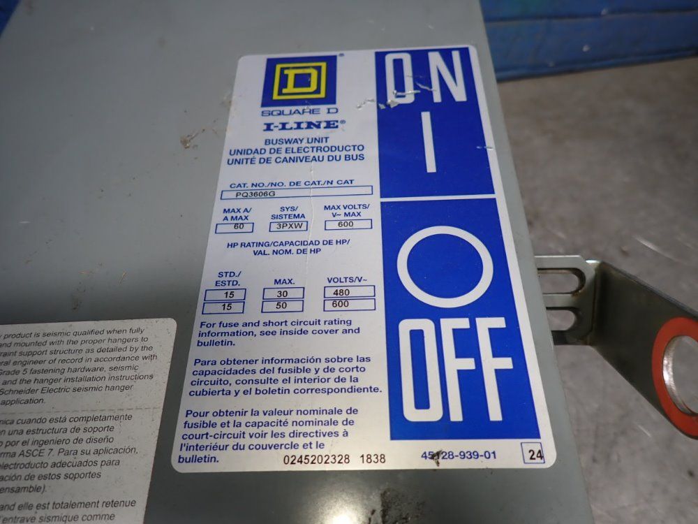 Square D 60 Amps Bus Plug - Pq3606g