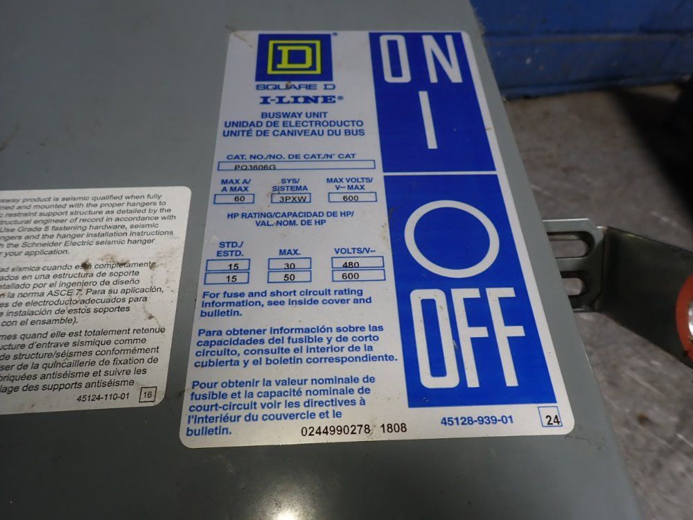 Square D 60 Amps Bus Plug - Pq3606g