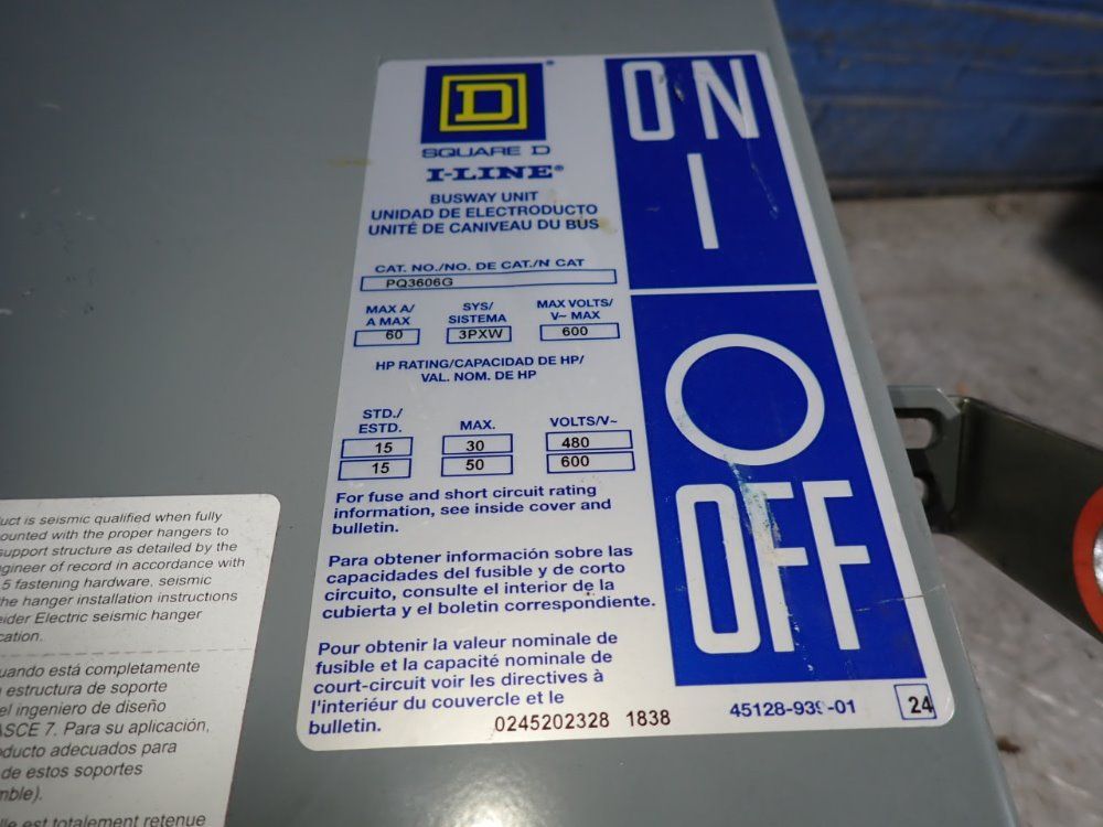 Square D 60 Amps Bus Plug - Pq3606g