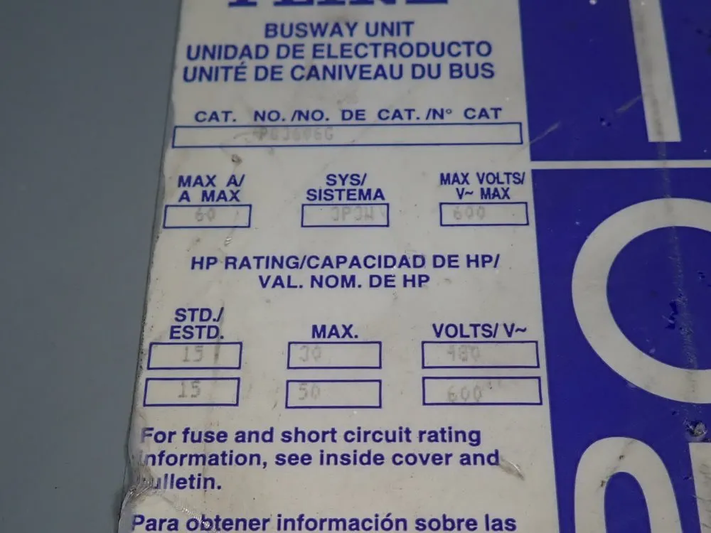 Square D 60 Amps Bus Plug - Pq3606g