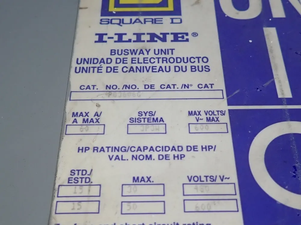 Square D 60 Amps Bus Plug - Pq3606g