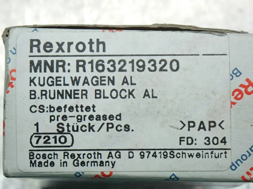 Rexroth Ball Runner Slider Guide Rail - R163219320